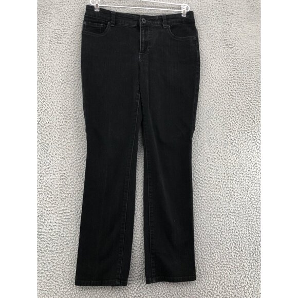 Chicos Jean Women 00 US 2 Short Black Ultimate Fit Slim Stretch Platinum Denim - Picture 1 of 11